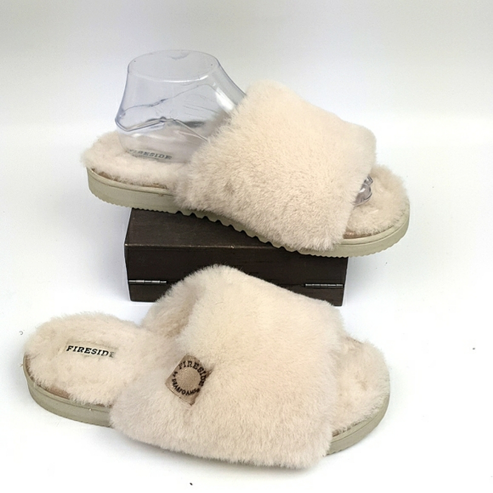 Fireside by Dearfoams Cairns Shearling  Slide Sandal Slippers  size EU 40 US 9